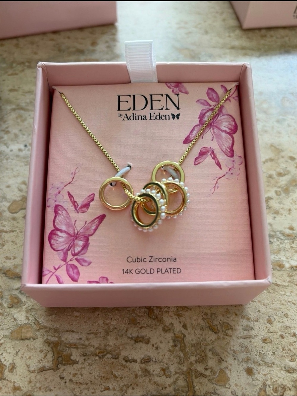 Adina Eden Pearl Hoops Necklace